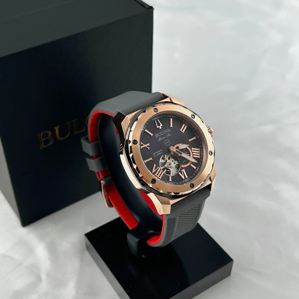 Bulova Mens Star Automatic Rose gold Dial Watch 45mm